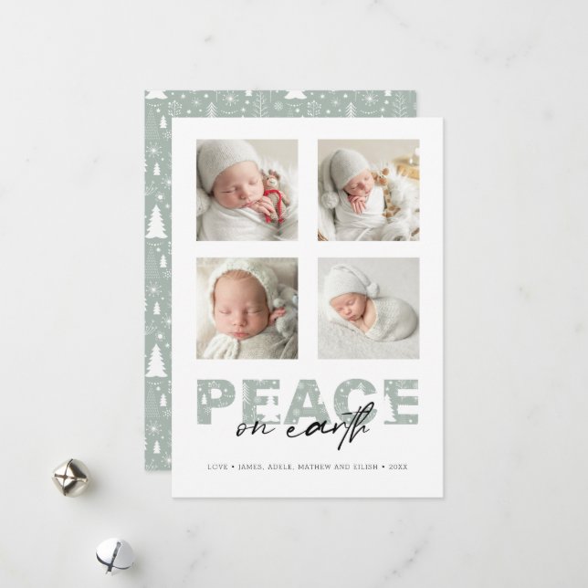 Cartes Pour Fêtes Annuelles Motif de Noël de la paix moderne Photos (Devant/Arrière en situation)