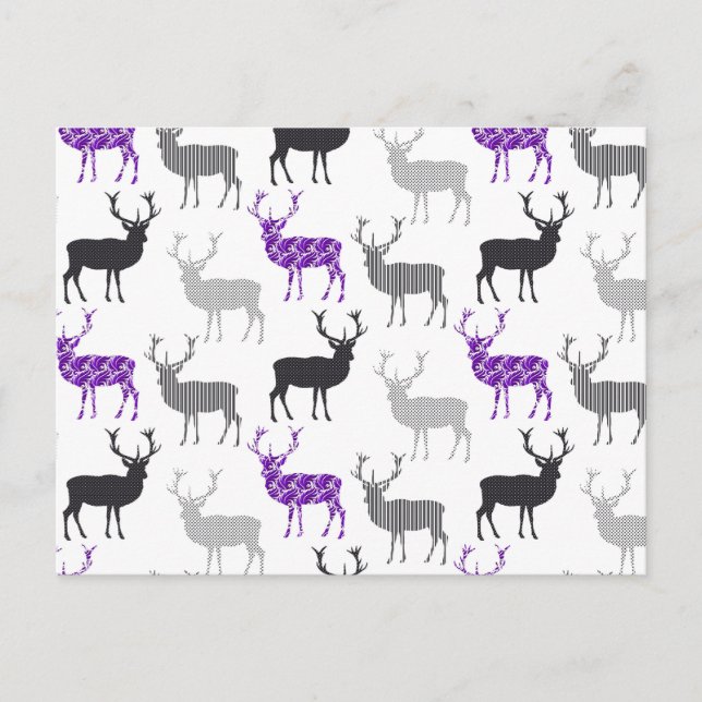 Cartes Pour Fêtes Annuelles Motif de Noël de Purple Deer Stag (Devant)