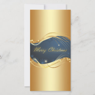 Cartes Pour Fêtes Annuelles Motif de Noël doré avec arrière - plan bleu... Ho