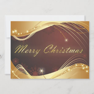Cartes Pour Fêtes Annuelles Motif de Noël doré avec fond rouge