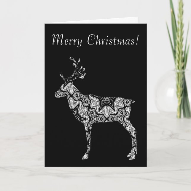 Cartes Pour Fêtes Annuelles Motif de Noël géométrique intelligent Renne Joyeux (Devant)