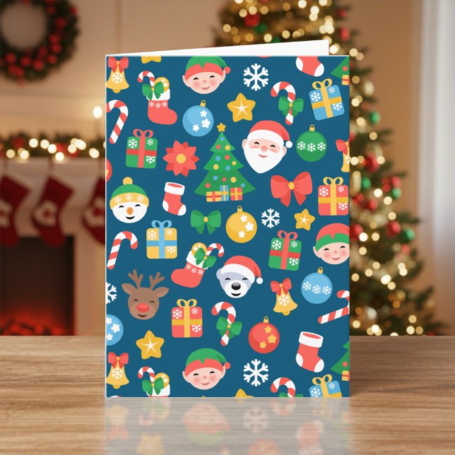 Cartes Pour Fêtes Annuelles Motif de Noël joyeux sur bleu (Créateur téléchargé)