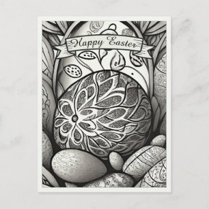 Cartes Pour Fêtes Annuelles Motif de Pâques b/n dessin animé avec œufs de Pâqu
