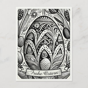 Cartes Pour Fêtes Annuelles Motif de Pâques dessin animé monochrome avec œufs 