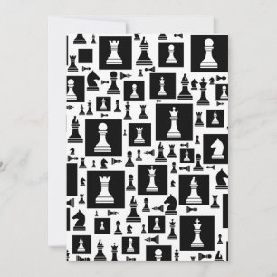 Cartes Pour Fêtes Annuelles Motif de pièces d'échecs - noir et blanc