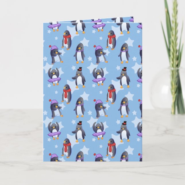 Cartes Pour Fêtes Annuelles Motif de pingouin (Devant)