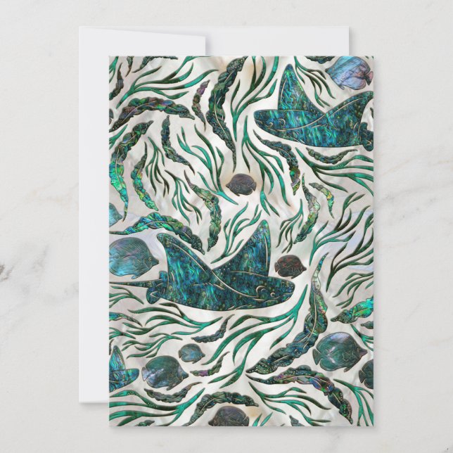 Cartes Pour Fêtes Annuelles Motif de poisson stingray et squelette Abalone (Devant)