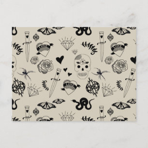Cartes Pour Fêtes Annuelles Motif de tatouage à main noir et beige