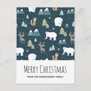 Cartes Pour Fêtes Annuelles Motif des animaux d'hiver de Noël