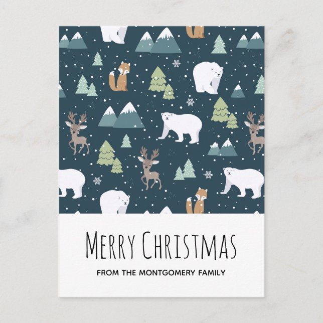 Cartes Pour Fêtes Annuelles Motif des animaux d'hiver de Noël (Devant)