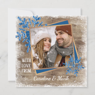 Cartes Pour Fêtes Annuelles Motif des flocons de neige et des planches en bois