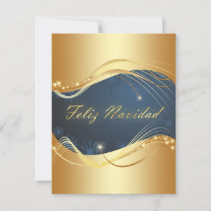 Cartes Pour Fêtes Annuelles Motif doré de Noël avec fond bleu