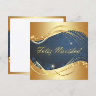 Cartes Pour Fêtes Annuelles Motif doré de Noël avec fond bleu