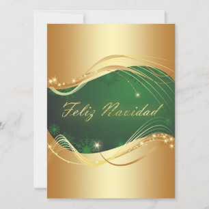 Cartes Pour Fêtes Annuelles Motif doré de Noël avec fond vert