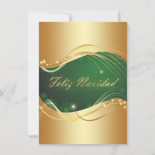 Cartes Pour Fêtes Annuelles Motif doré de Noël avec fond vert