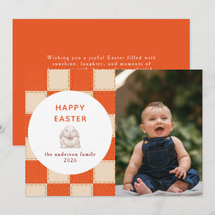 Cartes Pour Fêtes Annuelles Motif élégant corail et crème Joyeuses Pâques Phot