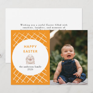 Cartes Pour Fêtes Annuelles Motif élégant corail et crème Photo de Pâques joye
