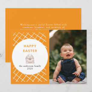 Cartes Pour Fêtes Annuelles Motif élégant corail et crème Photo Joyeuses Pâque
