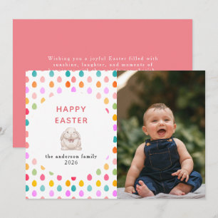 Cartes Pour Fêtes Annuelles Motif élégant d'œufs simples Photo de Joyeuses Pâq