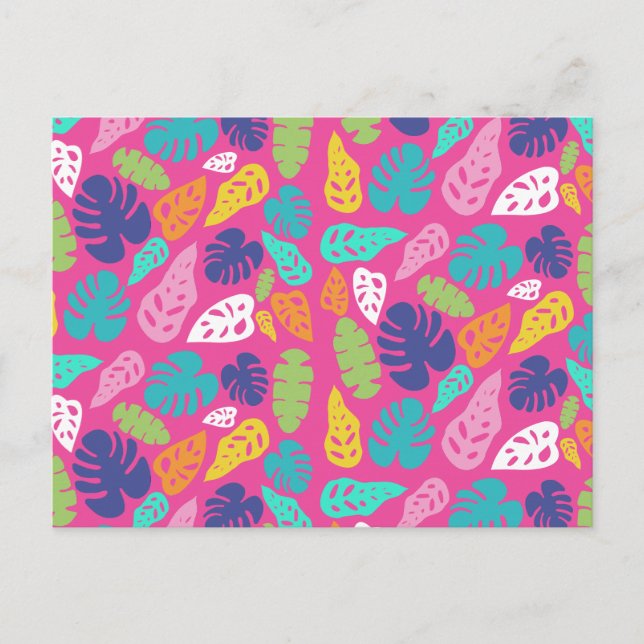 Cartes Pour Fêtes Annuelles Motif Feuille d'été de couleur vive (Devant)