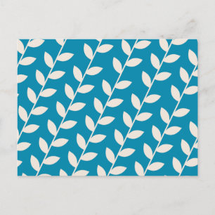 Cartes Pour Fêtes Annuelles Motif Feuille rétro les années 70 bleu personnalis