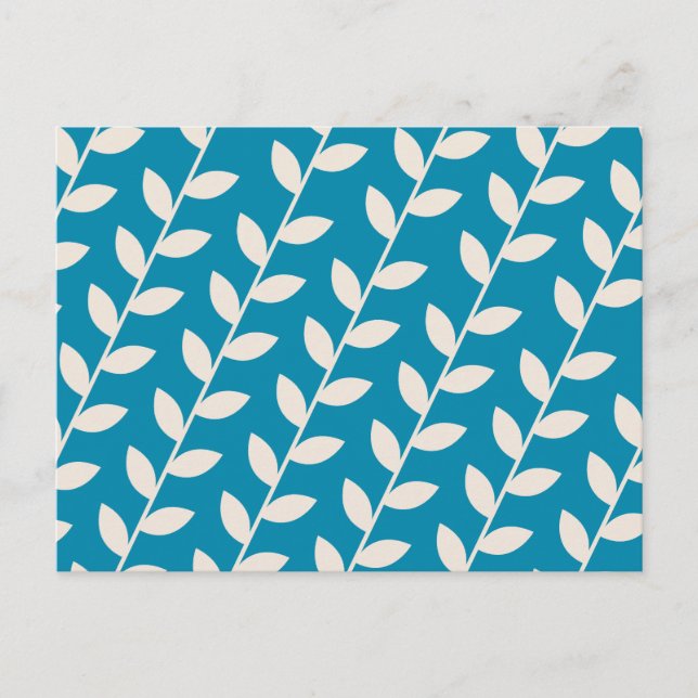 Cartes Pour Fêtes Annuelles Motif Feuille rétro les années 70 bleu personnalis (Devant)