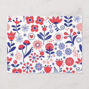 Cartes Pour Fêtes Annuelles Motif floral bleu et corail