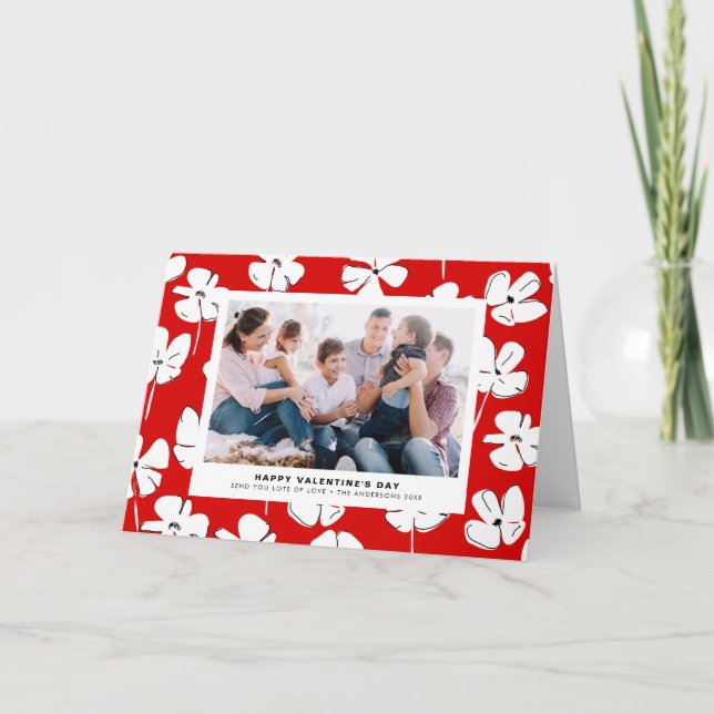 Cartes Pour Fêtes Annuelles Motif Floral Rouge Saint Valentin moderne (Devant)