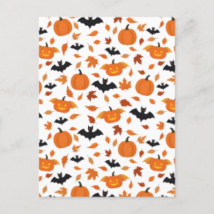 Cartes Pour Fêtes Annuelles Motif Helloween citrouille, chauve-souris, feuil