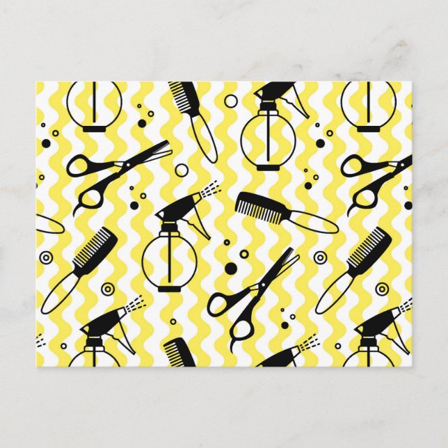 Cartes Pour Fêtes Annuelles Motif Outil de coiffeur jaune (Devant)