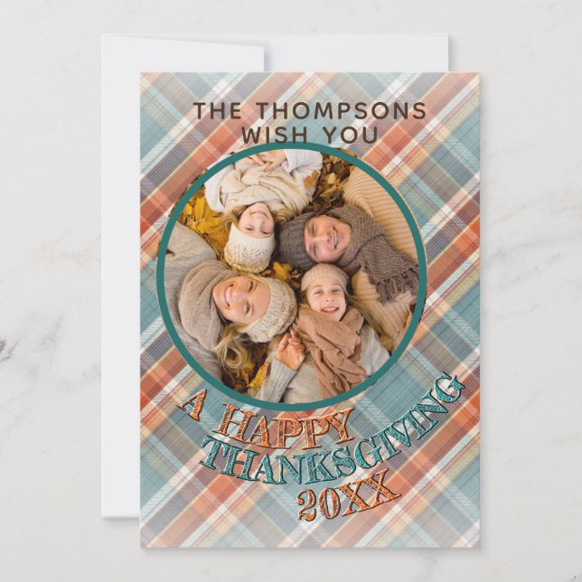 Cartes Pour Fêtes Annuelles Motif Plaid Thanksgiving personnalisé (Devant)
