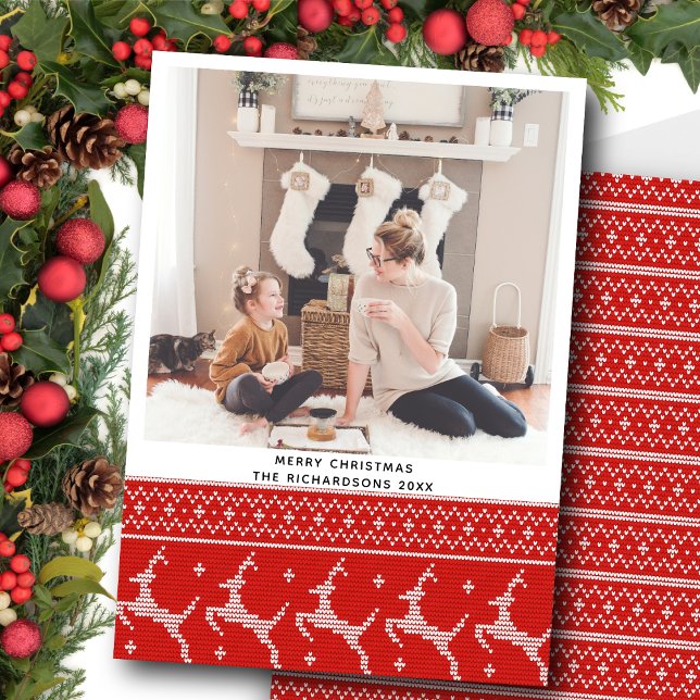 Cartes Pour Fêtes Annuelles Motif rouge à sucre nordique | Flying Reindeer (Créateur téléchargé)