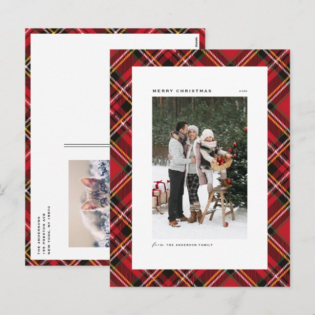 Cartes Pour Fêtes Annuelles Motif rouge classique Joyeux Noël photo (Devant / Derrière)