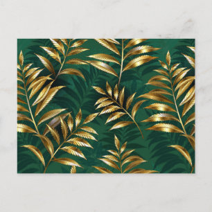 Cartes Pour Fêtes Annuelles Motif sans couture avec des fougères dorées