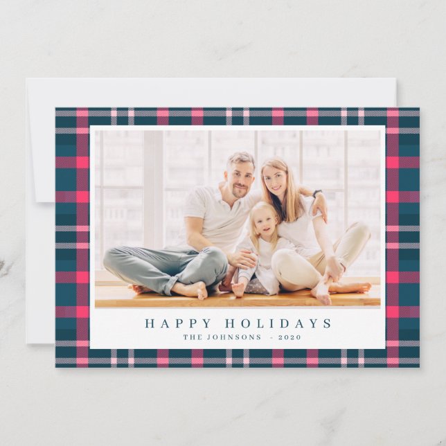 Cartes Pour Fêtes Annuelles Motif Tartan Plaid de Noël moderne (Devant)