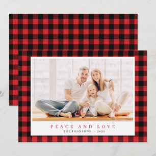 Cartes Pour Fêtes Annuelles Motif Tartan rouge rouge de Noël moderne