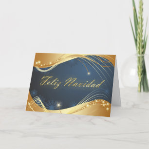 Cartes Pour Fêtes Annuelles Motivo dorado de Navidad con fondo azul