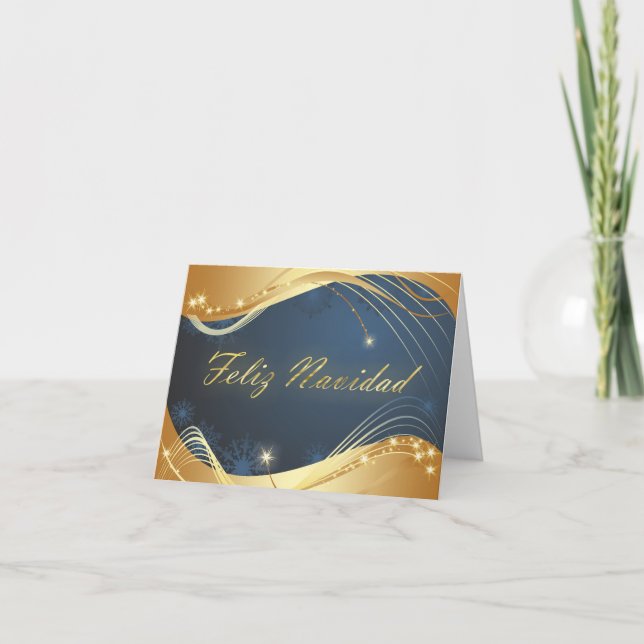 Cartes Pour Fêtes Annuelles Motivo dorado de Navidad con fondo azul (Devant)