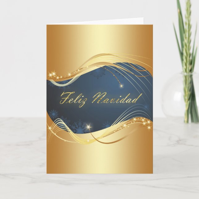 Cartes Pour Fêtes Annuelles Motivo dorado de Navidad con fondo azul (Devant)