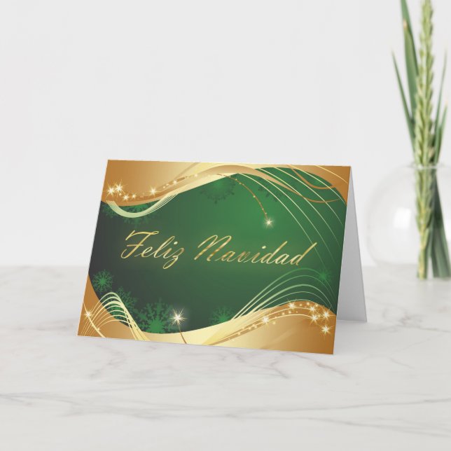 Cartes Pour Fêtes Annuelles Motivo dorado de Navidad con fondo verde (Devant)
