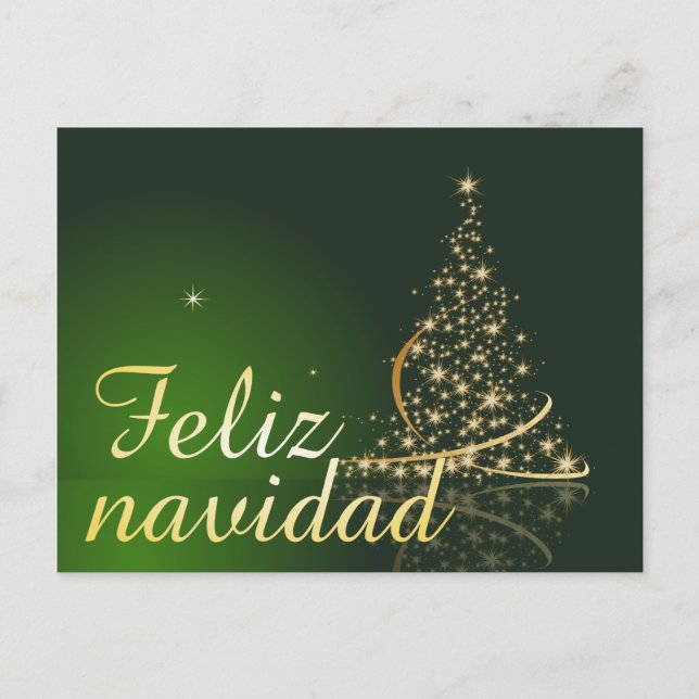 Cartes Pour Fêtes Annuelles Motivo navideño verde con arbol de navidad. (Devant)