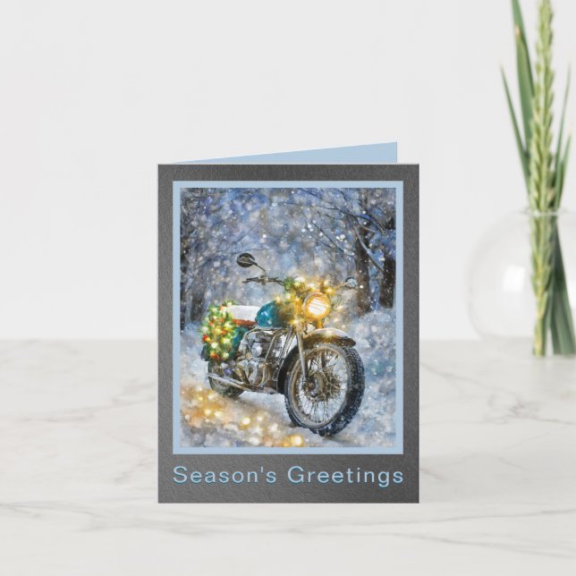 Cartes Pour Fêtes Annuelles Moto avec les lumières de Noël (Devant)