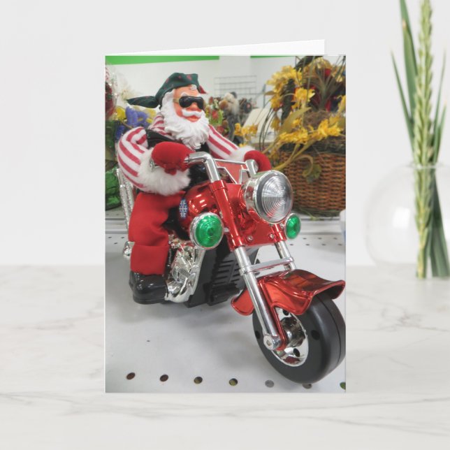 Cartes Pour Fêtes Annuelles Moto Père Noël (Devant)