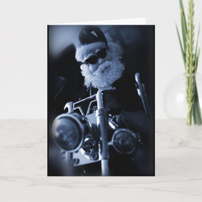 Cartes Pour Fêtes Annuelles Moto père Noël (Devant)