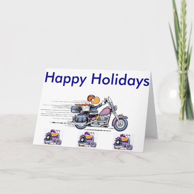Cartes Pour Fêtes Annuelles Moto Rider Canard Duck Cartoon Joyeux Vacances (Devant)