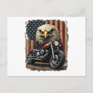 Cartes Pour Fêtes Annuelles Motocyclette Drapeau USA Rétro Biker Chopper