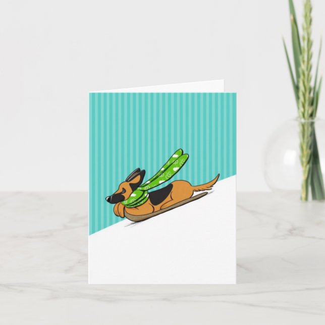 Cartes Pour Fêtes Annuelles Motoneige bergère allemande moderne (Devant)