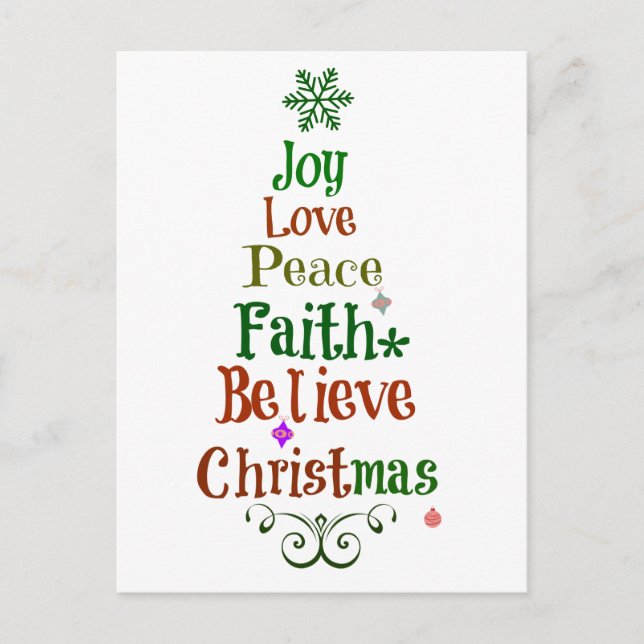 Cartes Pour Fêtes Annuelles Mots Colorés Arbre de Noël (Devant)