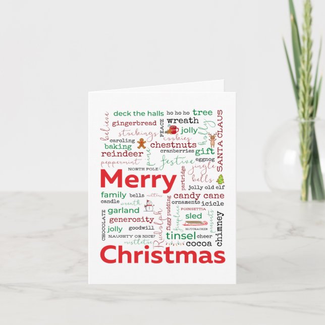 Cartes Pour Fêtes Annuelles Mots et sentiments traditionnels de Noël (Devant)