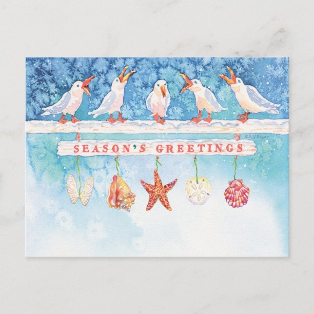 Cartes Pour Fêtes Annuelles Mouettes saisonnières (Devant)